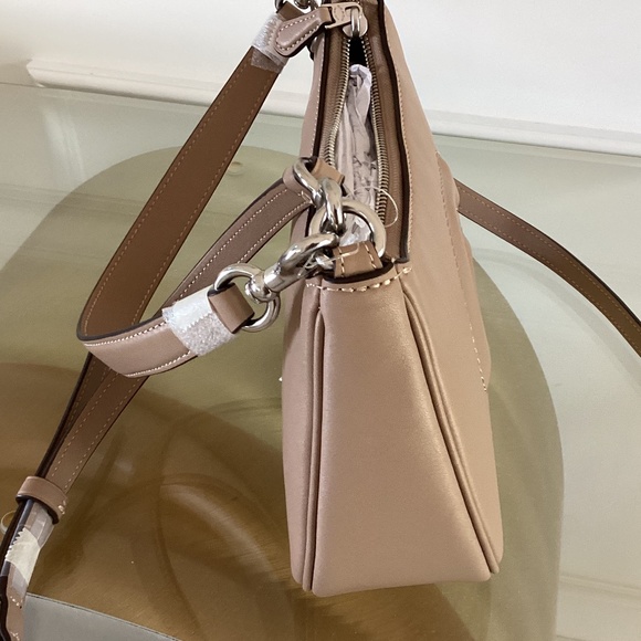 Coach Teri Silver/Taupe/Beige Smooth Leather Shoulder Crossbody Bag CR099 NWOT - Picture 7 of 16